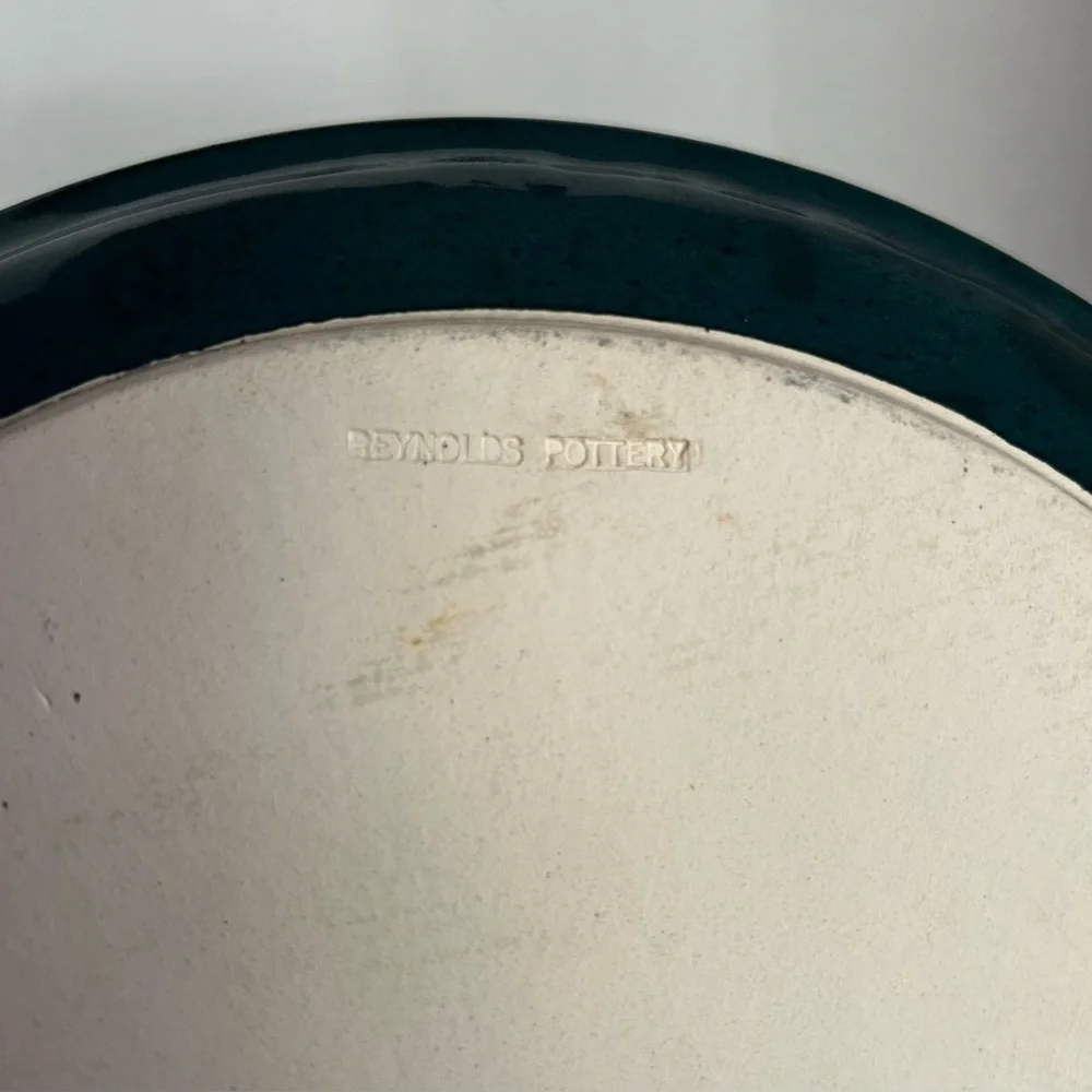Chips and Salsa ArtisanStudio Pottery Serving Dish Jade Green Cream and Burgundy